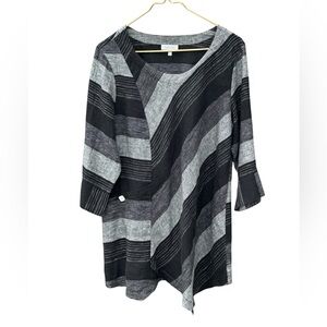 Habitat- Clothes to Live in-Striped Black & Gray Tunic- Large- Linen-Lightweight